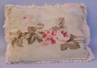 Antique French Aubusson pillow made from 19th century fabric