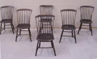 Set of 6 period American country painted maple Windsor Chairs