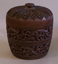 Carved wood covered container box