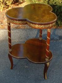 Antique French inlaid mahogany clover leaf table c1880