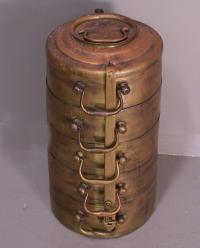 Antique brass stacking food carrier