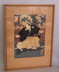 19th century Japanese samurai wood block print