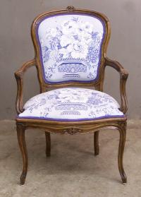 19th Century French fruitwood upholstered arm chair
