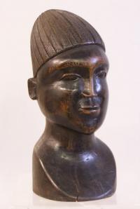 African carved wood head sculpture c1950