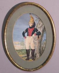 Watercolour of French Soldier with sword 19thc