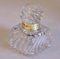 19th century large glass Baccarat desk inkwell