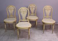 Set of four balloon back cane seat chairs c1900