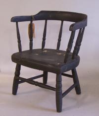 Childs diminuative Windsor arm chair with black paint c1800