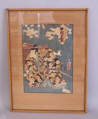 19th century Japanese wood block print of a Samurai