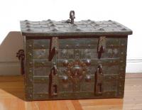 Early 17th century German iron strong box with key