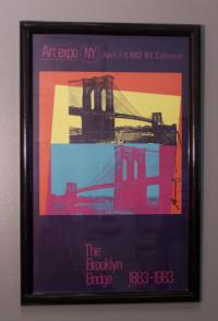 Signed Andy Warhol poster of the Brooklyn Bridge