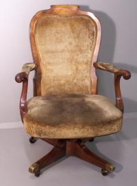 19th c. Georgian style upholstered office arm chair