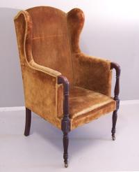American Sheraton style centennial mahogany wing chair c1880