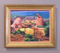 Don Blaisdell c1989  oil painting on linen titled Totem Lines