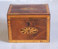 Early English inlaid boxwood tea box with banding c1790