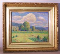 Unsigned 19th century New England landscape painting on canvas