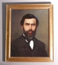 19th c Portrait painting of a bearded man oil on canvas c1850