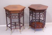 Pair of Fancy twist leg tables by Merklen Co New York c1890