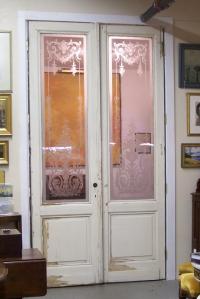 Pair of French blown glass doors from Paris