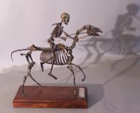 Pewter sculpture on wooden base Pale Horse Pale Rider