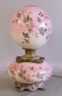 Pink floral Gone with the wind lamp electrified