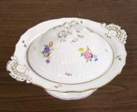 Hand painted Meissen covered porcelain bowl