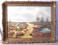 19th C H Reekers landscape oil with sheep