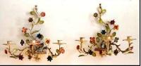 Pair Italian Painted Iron and Tole Sconces