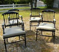 Set French Lion Poinsard spindle back dining arm chairs c1870