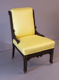 Egyptian Revival black lacquered side chair c1870