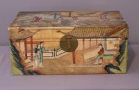 Chinese handpainted pigskin leather trousseau covered box