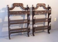 Pair French Provincial 3 tier wall shelves or etageres c1840