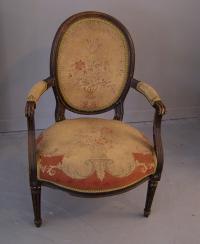 19th c French faux bois painted open arm chair