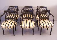 Set of six black lacquered armchairs in the Regency style