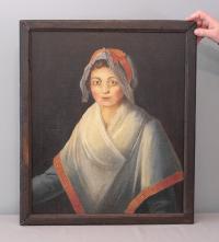 French School 18th c. oil painting on canvas of young maiden