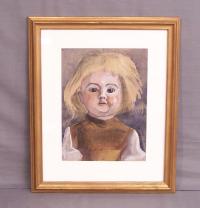 Doll watercolor by Sylvia Koller Austrian c1919