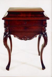New York mahogany and satinwood sewing work table c1840