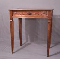 Louis XVI walnut side table with carving c1800