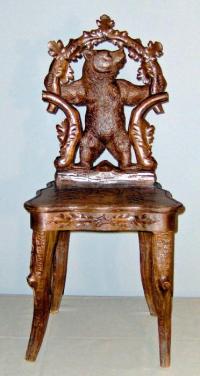 Black Forest Bear Figure Music Chair c1890