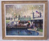 American impressionist oil on canvas of Boston Commons  by John Terelak