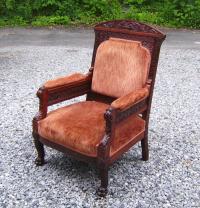 Daniel Pabst Victorian carved upholstered arm chair c1880