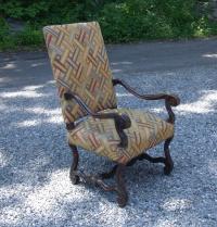 Period Louix XV walnut upholstered arm chair