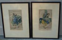 Pair of drypoint etchings of dancers by Elyse Lord