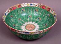 Chinese Export Cabbage Leaf Pattern porcelain punch bowl