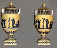 Paired WEDGWOOD  Primrose color urns c1905