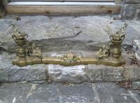 French brass fireplace fender and chenets
