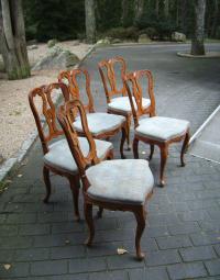 Set of 5 Italian fruitwood side chairs c1880