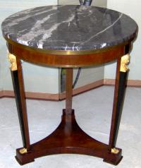 French Empire mahogany marble top gueridon center table w ormolu