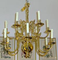 18th C. Dutch style baroque brass chandelier c1910