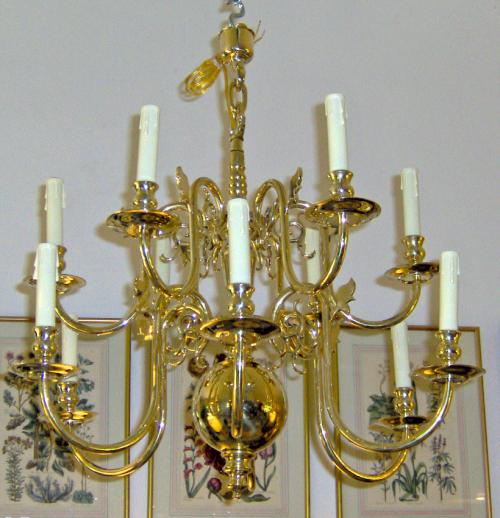 vintage chandelier chandelier Dutch brass style 18th sleeves baroque c1910 C.